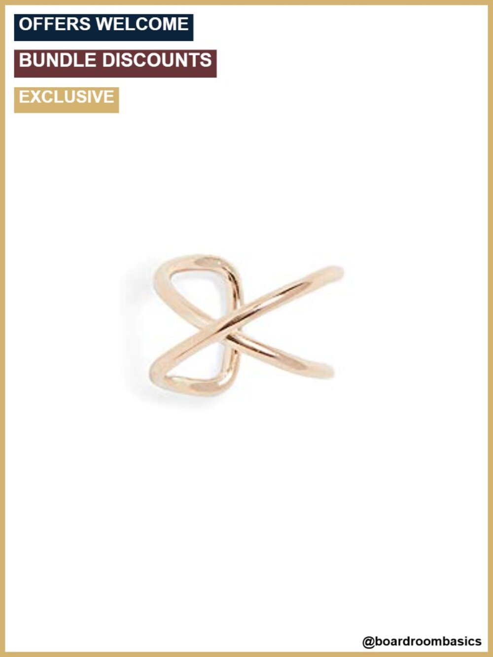 14k Gold Thin X Wire Ear Cuff Single Crisscross Design